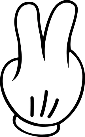 Two gloved fingers making scissors